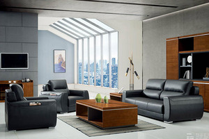 办公家具之公司总裁室洽谈区双,三人沙发软体配套家具