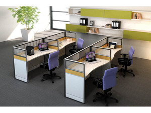 办公家具之事业单位简约职员双人并排胶版办公桌椅